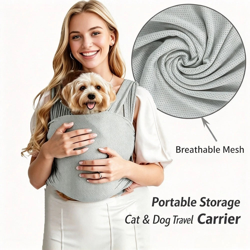 Breathable wrap pet carrier worn on the chest