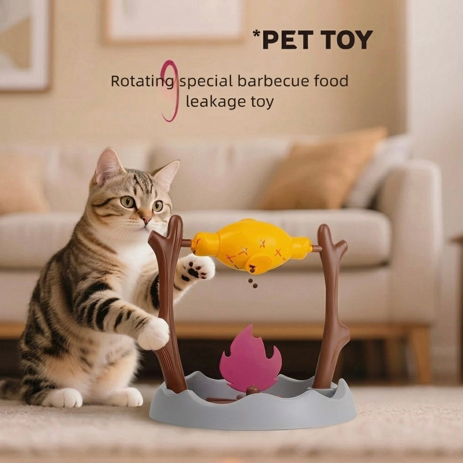 Interactive rotating drumstick cat slow feeder with adjustable food release — image 2