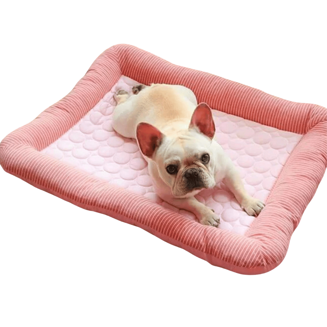 Ice silk cooling dog mat with non-slip washable base — image 2