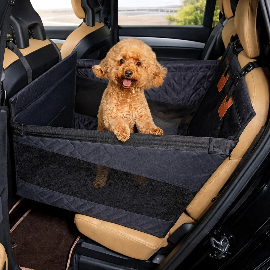 Hard-bottom waterproof dog car seat extender with adjustable straps — image 1