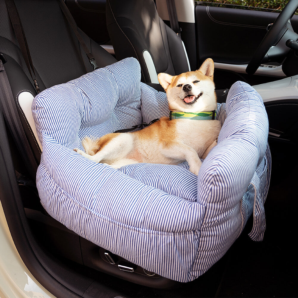 Semi-enclosed dog car booster seat with adjustable harness single and two-seat sizes — image 2