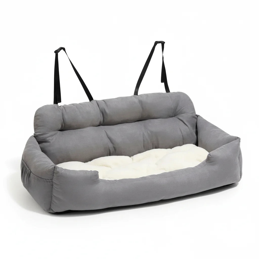Soft cotton adjustable dog car seat with safety straps and non-slip base — image 2