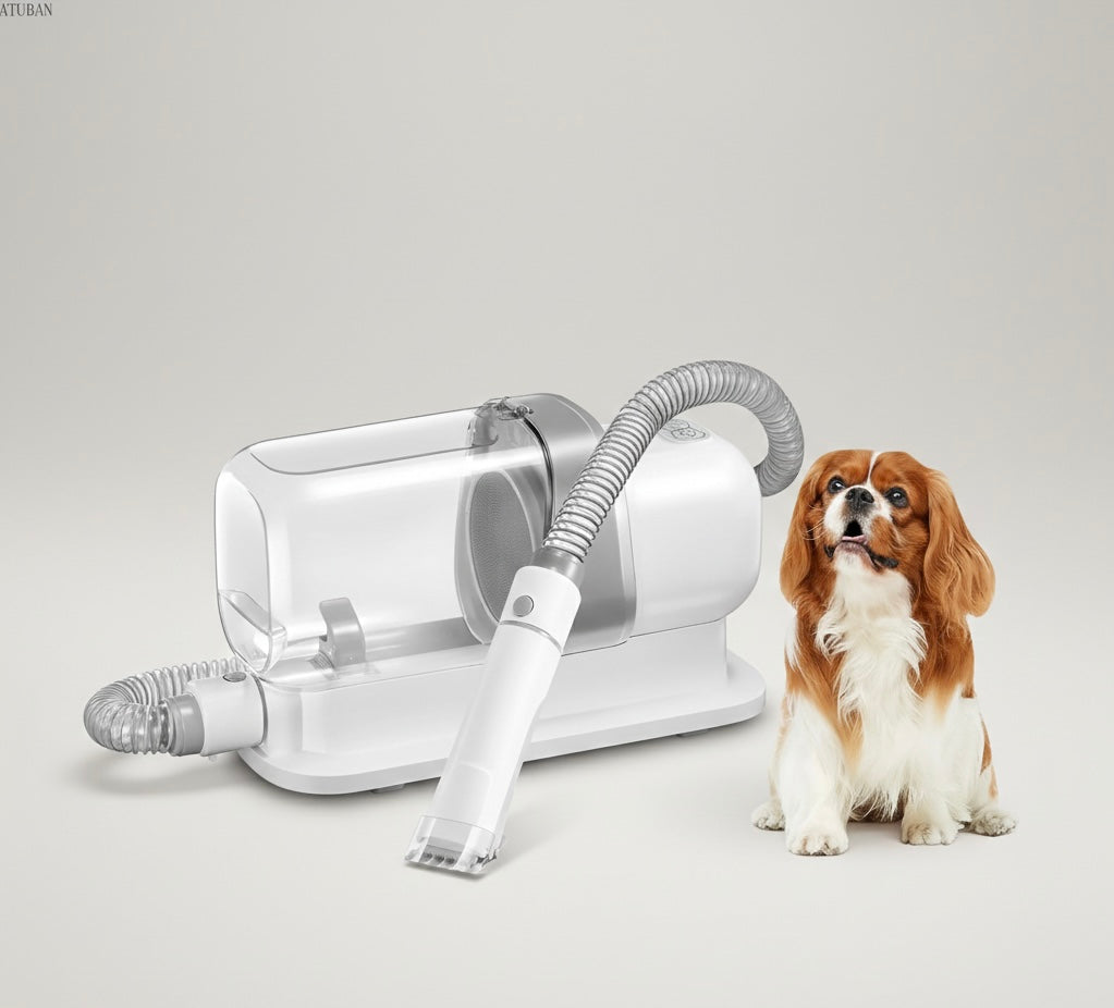 Dog and cat grooming vacuum kit with tools and 2.3 liter bin — image 1
