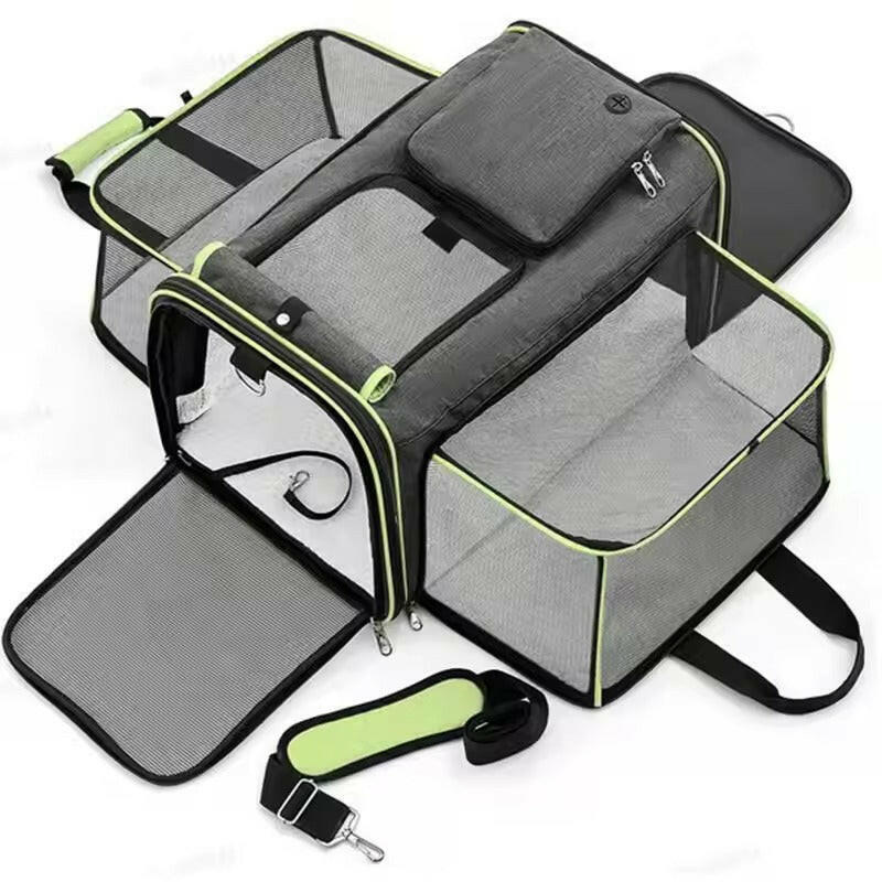 Expandable breathable mesh soft-sided pet carrier bag for cats and small dogs — image 2