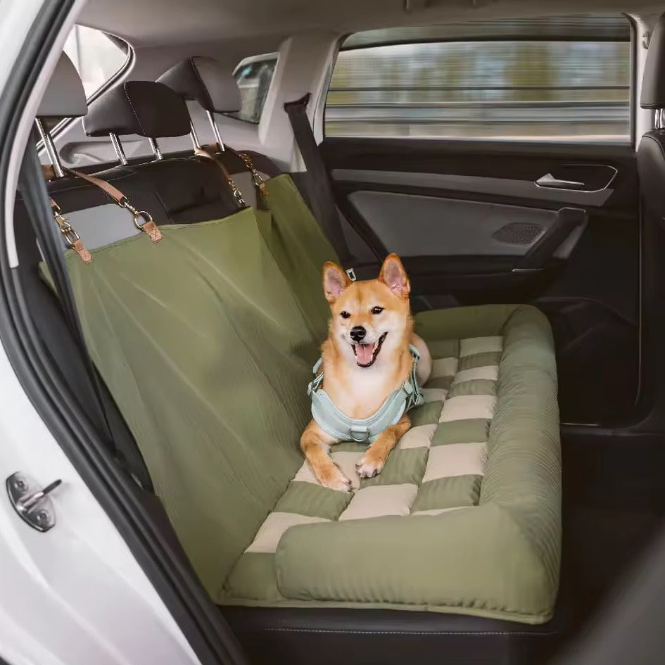 Large waterproof bolstered dog car seat bed with anti-slip base — image 1
