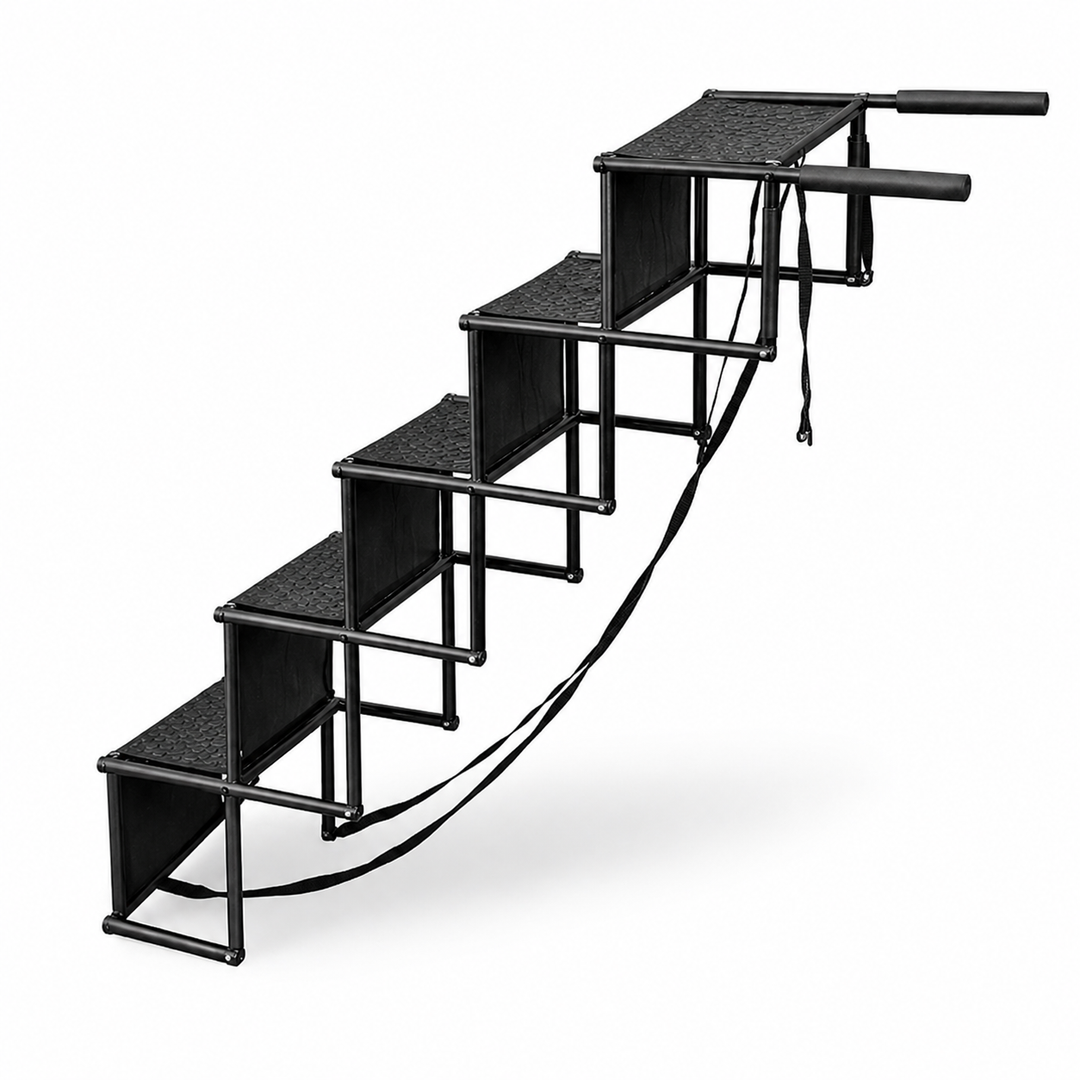 Foldable 5-step dog car stairs for SUVs and trucks with non-slip treads — image 1