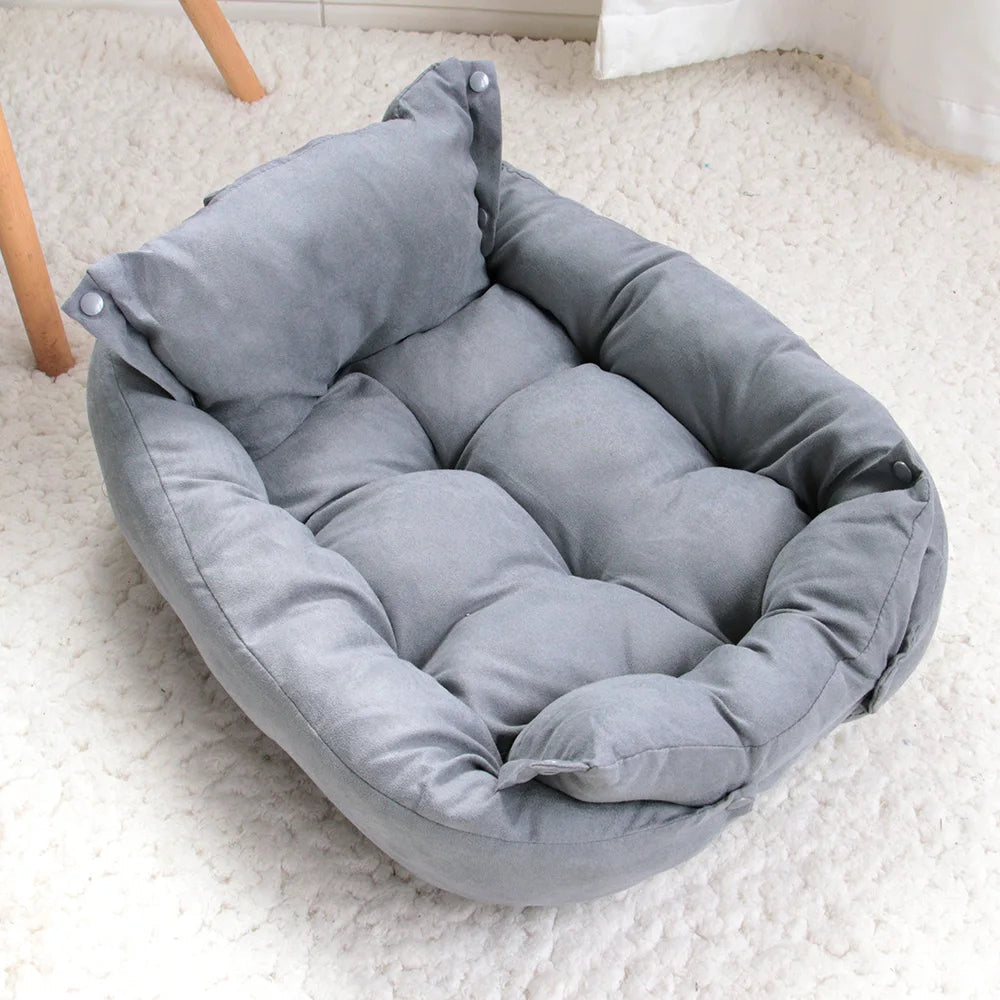 3-in-1 convertible luxury pet bed nest sofa and mat with soft cotton cover — image 1