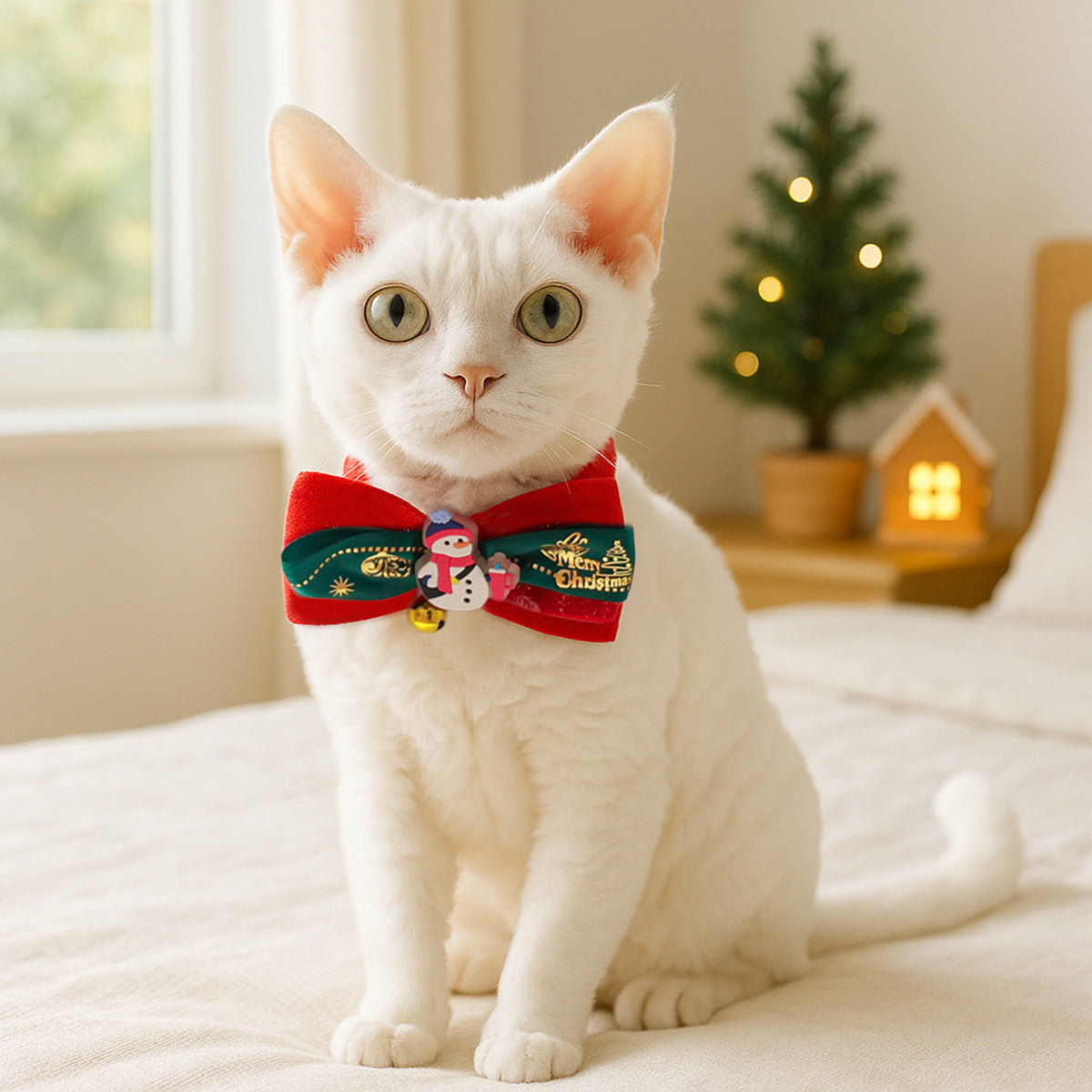 Christmas bell and bow dog collar — image 1
