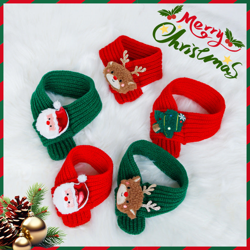Christmas knit hat and scarf set for pets — image 1