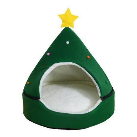 Christmas pet cave bed tree and Santa hat styles — image 2