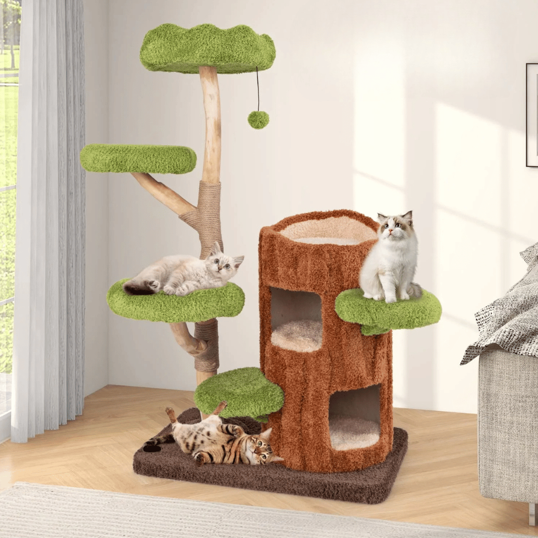 Multi-level cat tree with spacious condos and sisal scratching posts — image 1