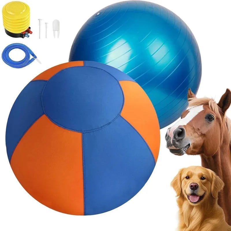 Herding ball cover, inflatable inner ball and foot pump