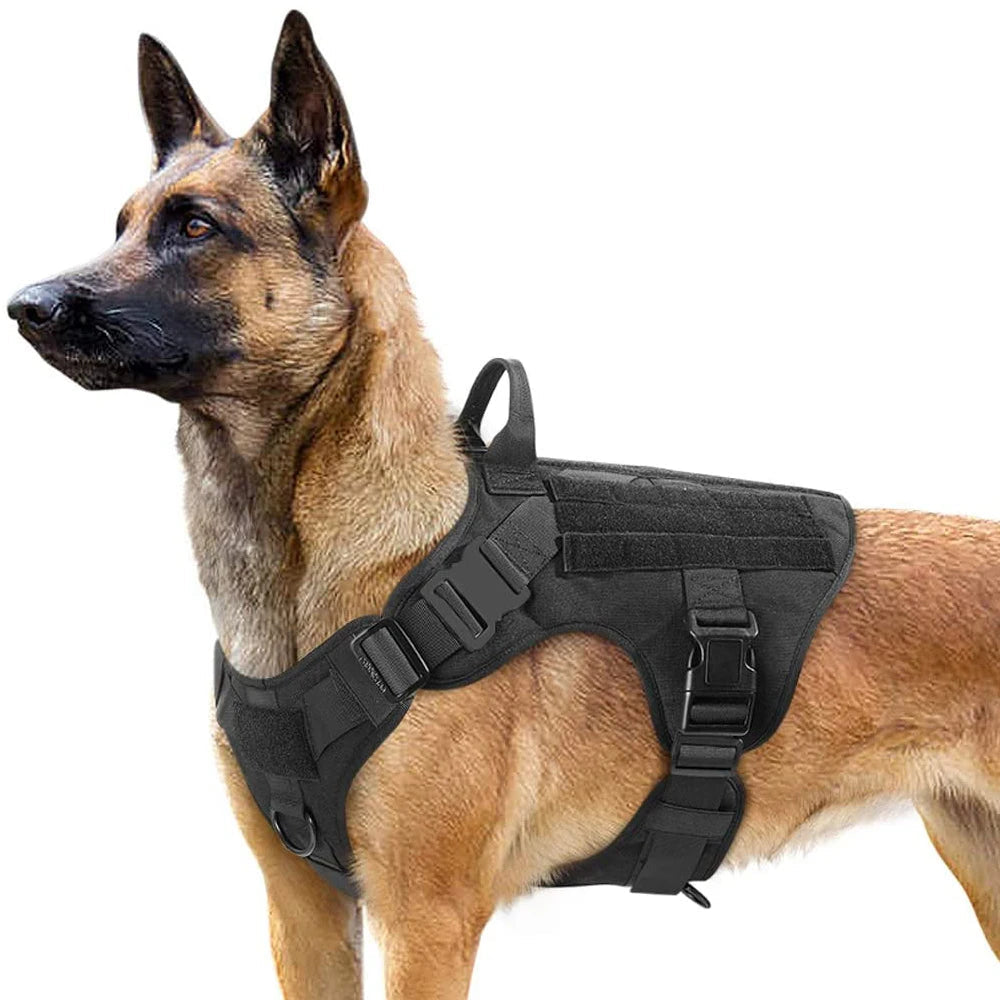 Tactical dog harness vest with top handle for walks and training — image 1