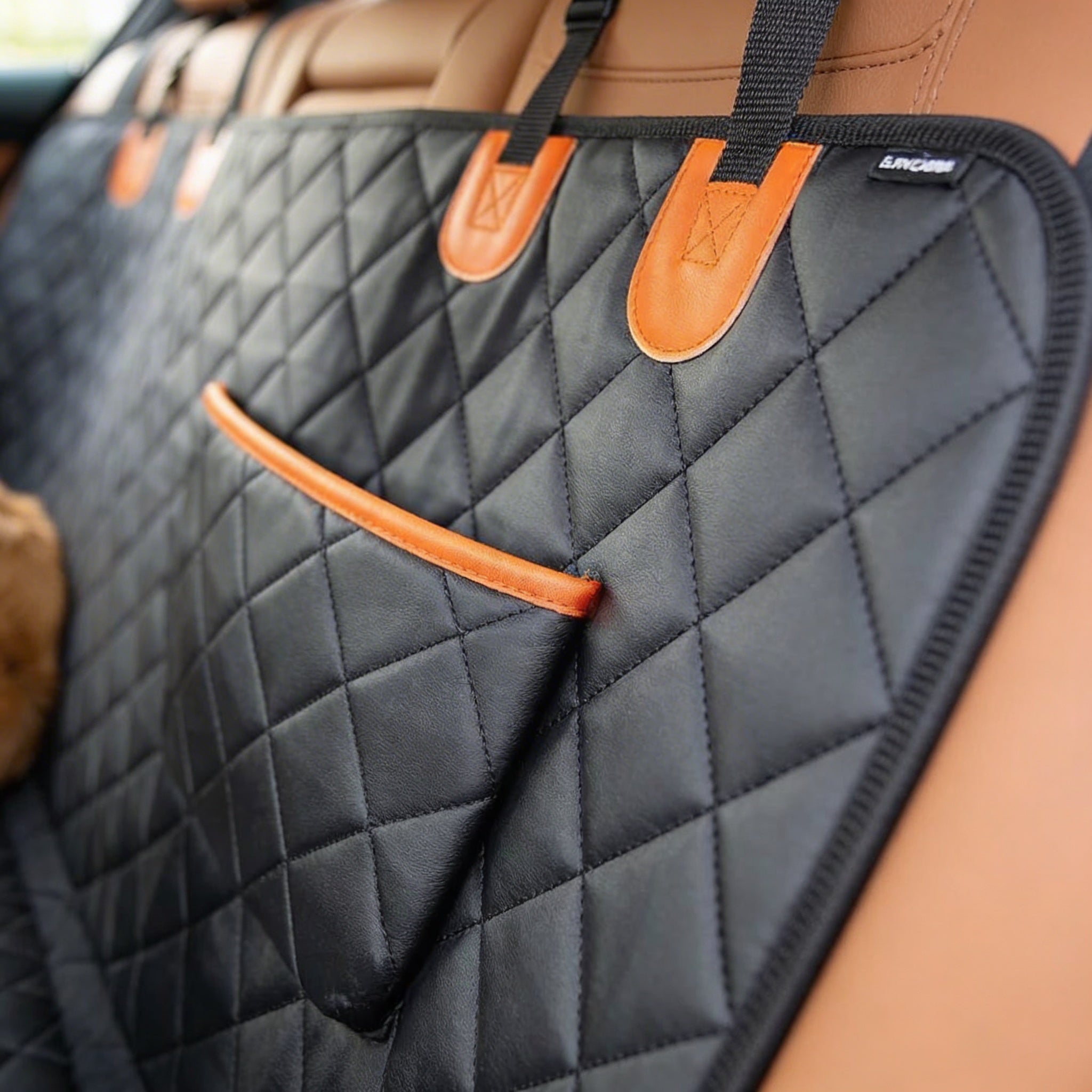Waterproof dog back seat cover with non-slip surface and headrest straps — image 2