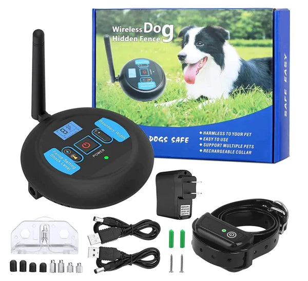 Wireless dog fence system with adjustable range for yard containment — image 1