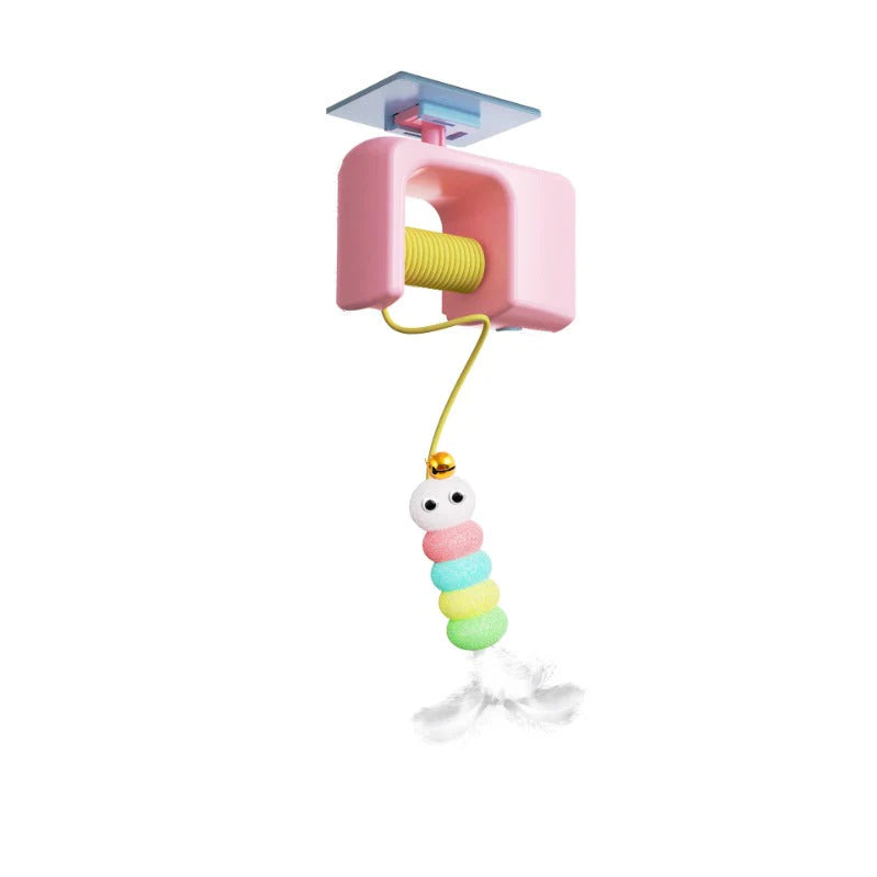 Pawzex automatic hanging cat teaser with a feather caterpillar lure - image 1