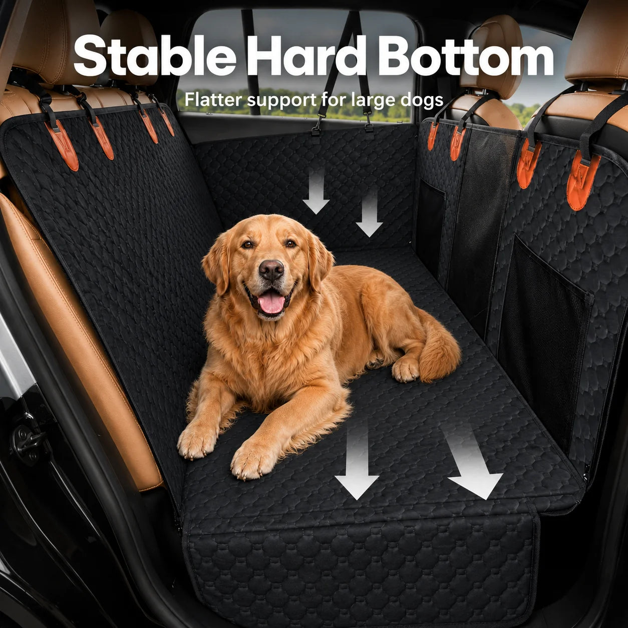 Hard bottom back seat extender with a large dog - photo 2