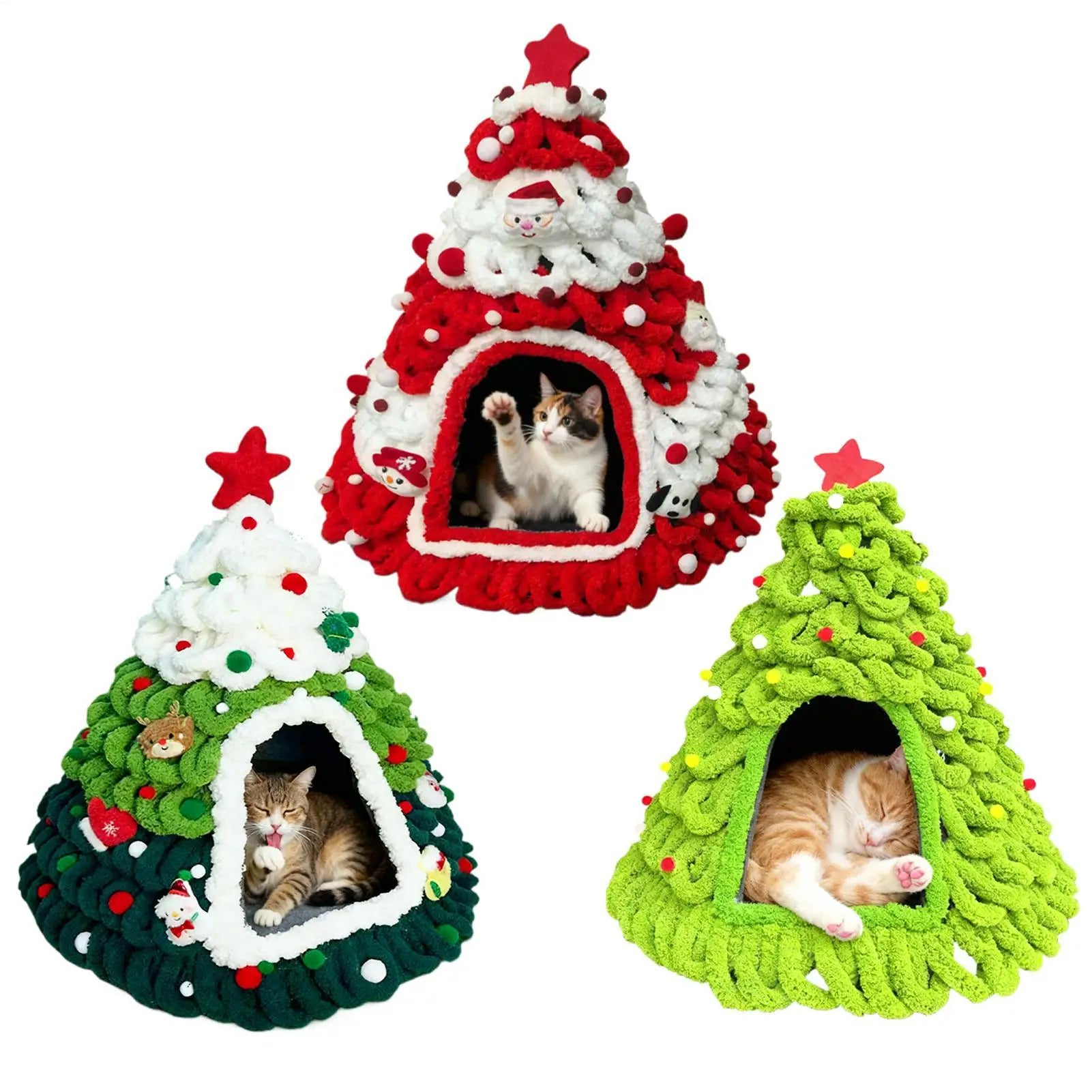 Knitted Christmas tree cat house - photo 2
