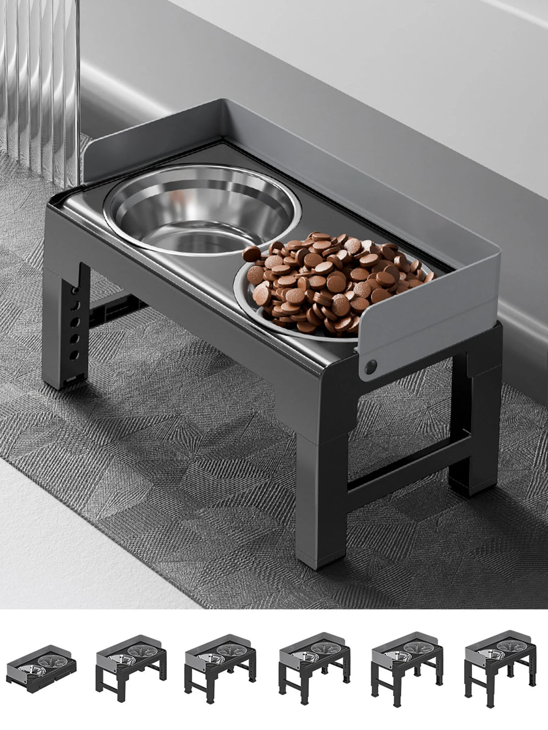 Grey tilted elevated dog bowl stand - photo 1