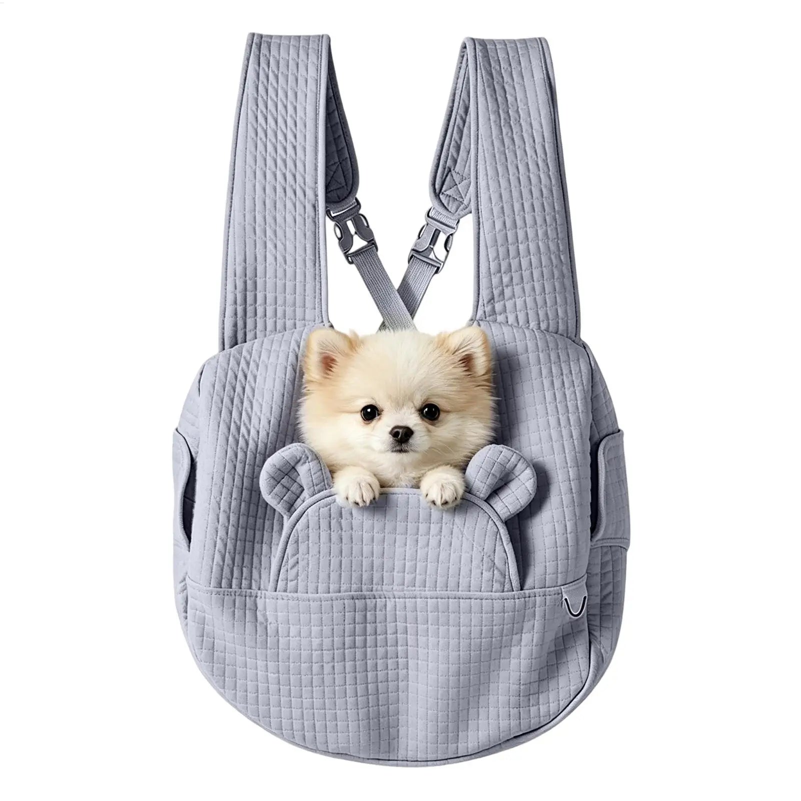Waffle knit front pet carrier with a cat - photo 2