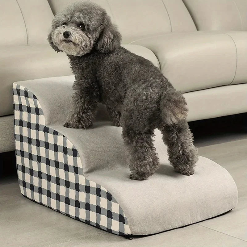 Gingham Foam Dog Steps